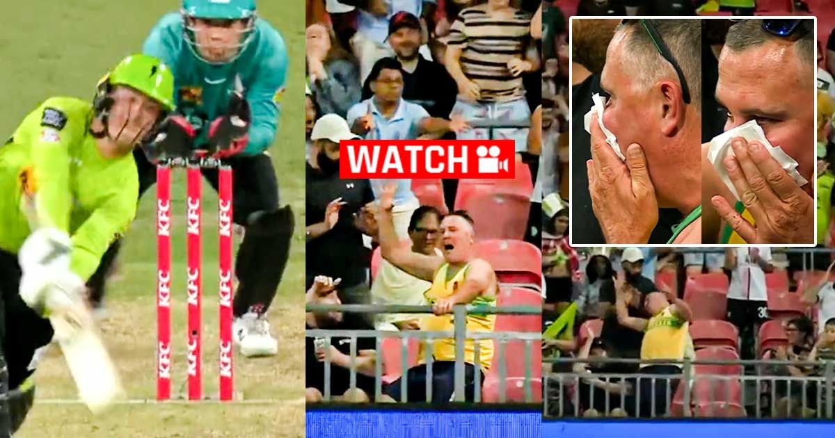 WATCH Fan gets hit on nose after missing a crowd catch in Thunder vs