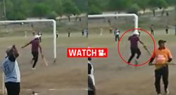 fan runs into football goal post sportstiger