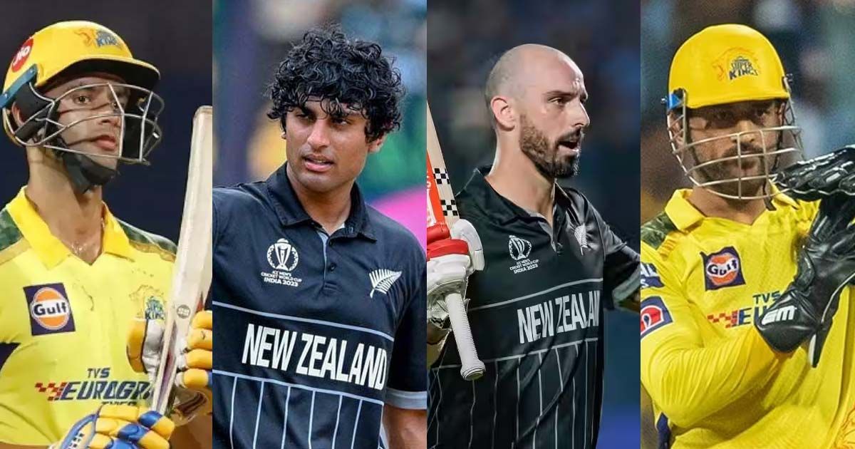 shivam dube rachin ravindra daryl mitchell ms dhoni sportstiger